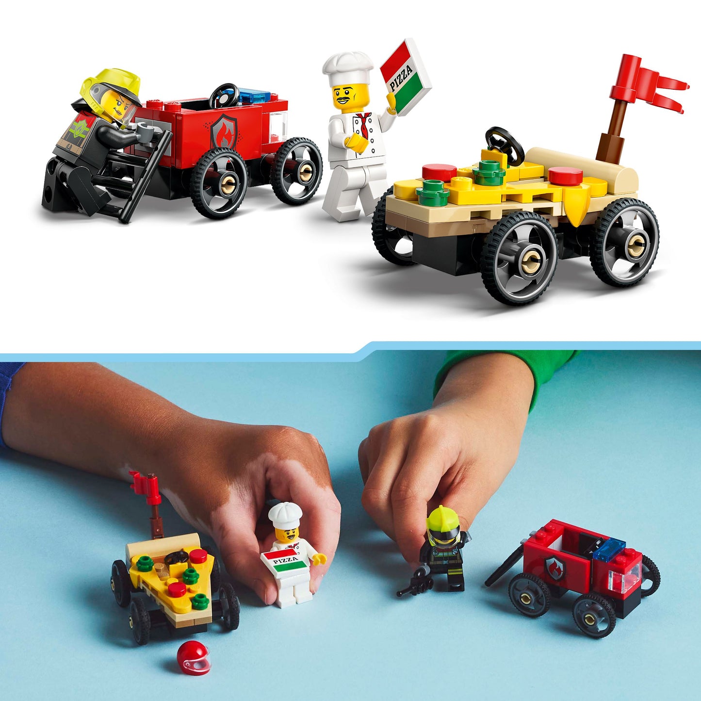 LEGO Race Car Package: Pizza Van vs Fire Truck 60458 City