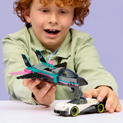 LEGO® City Straalvliegtuig vs. Sportauto - Bouwset met Speelgoedauto en 2 Minifiguren voor Kinderen Vanaf 6 Jaar - 60489