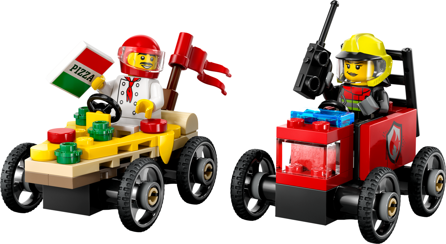 LEGO Race Car Package: Pizza Van vs Fire Truck 60458 City