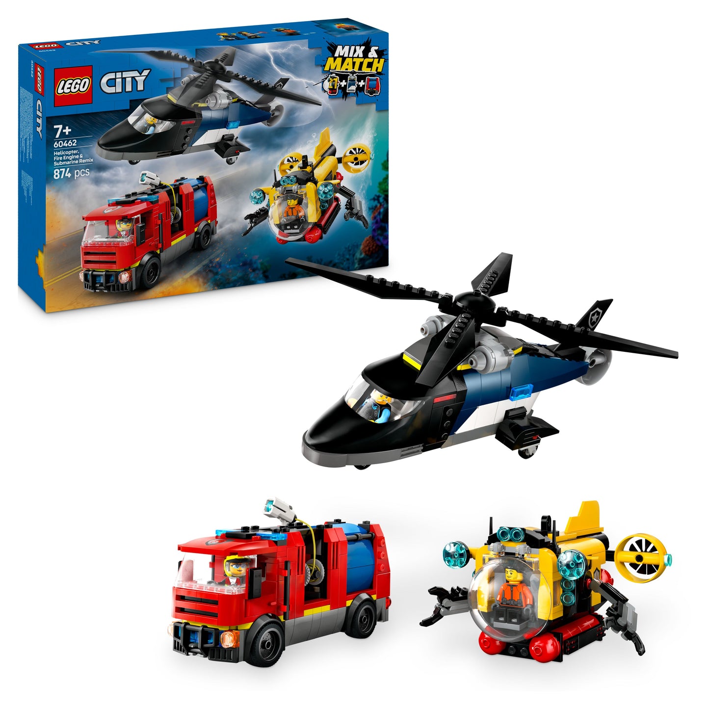 LEGO Helicopter, Fire Truck and Submarine 60462 City