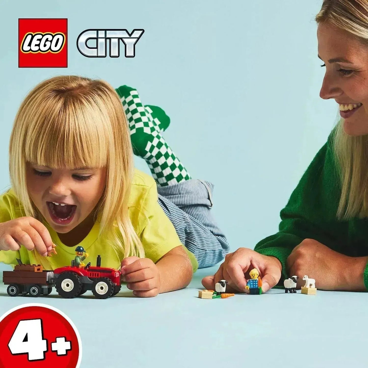 LEGO Rode tractor met aanhanger en schapen 60461 City